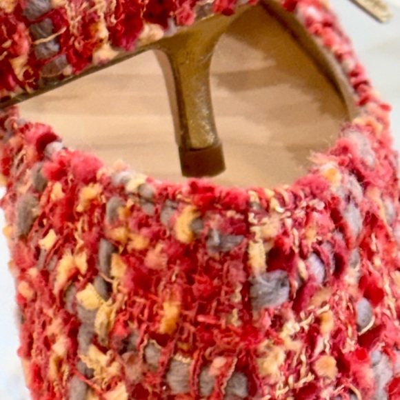 Butter Red Tweed Loafers with Gold Accent - Picture 4 of 6